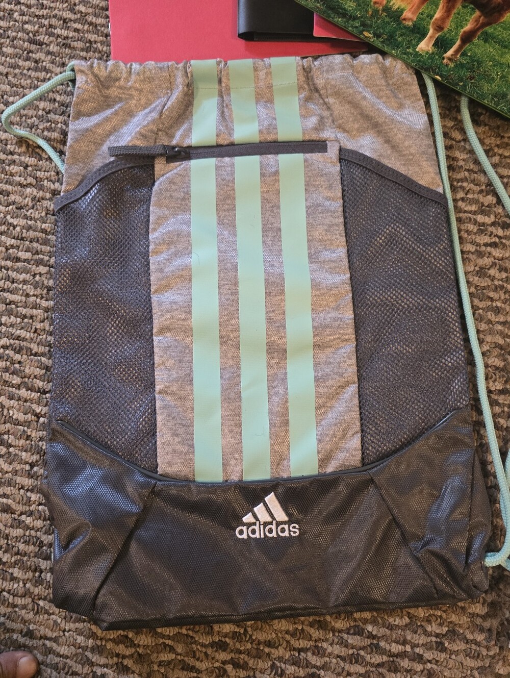 School Bag And Supplies Addidas Bag Pencil Paper Book Pens Index Cards And Folds